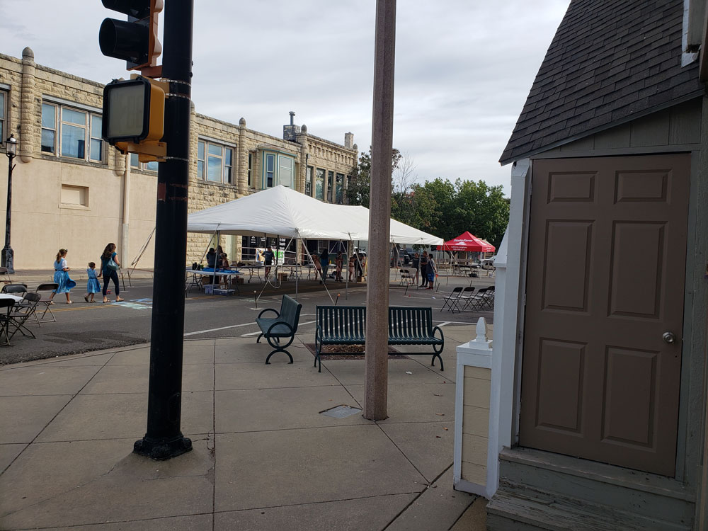 White Tent With Tables rented out in in Wakefield, KS